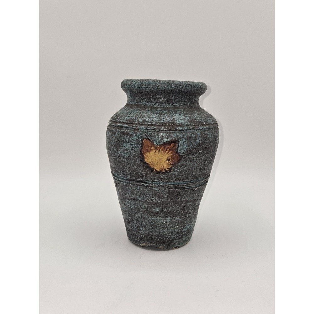 Vintage Studio Art Pottery Raku‎ Vase Blue Hand Crafted